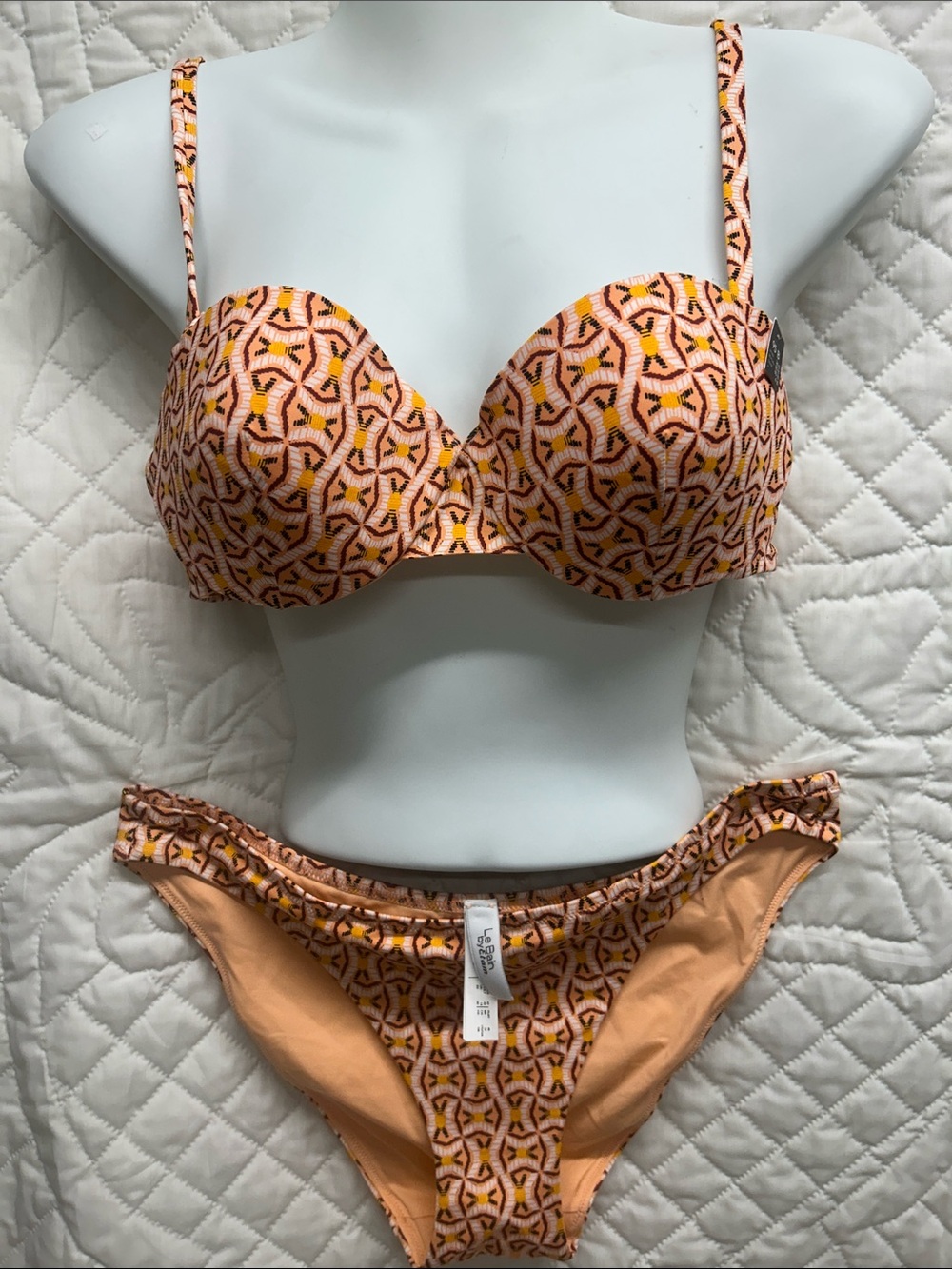 ETAM peach  Geometric Print Push-Up Bikini Set - Women Swim